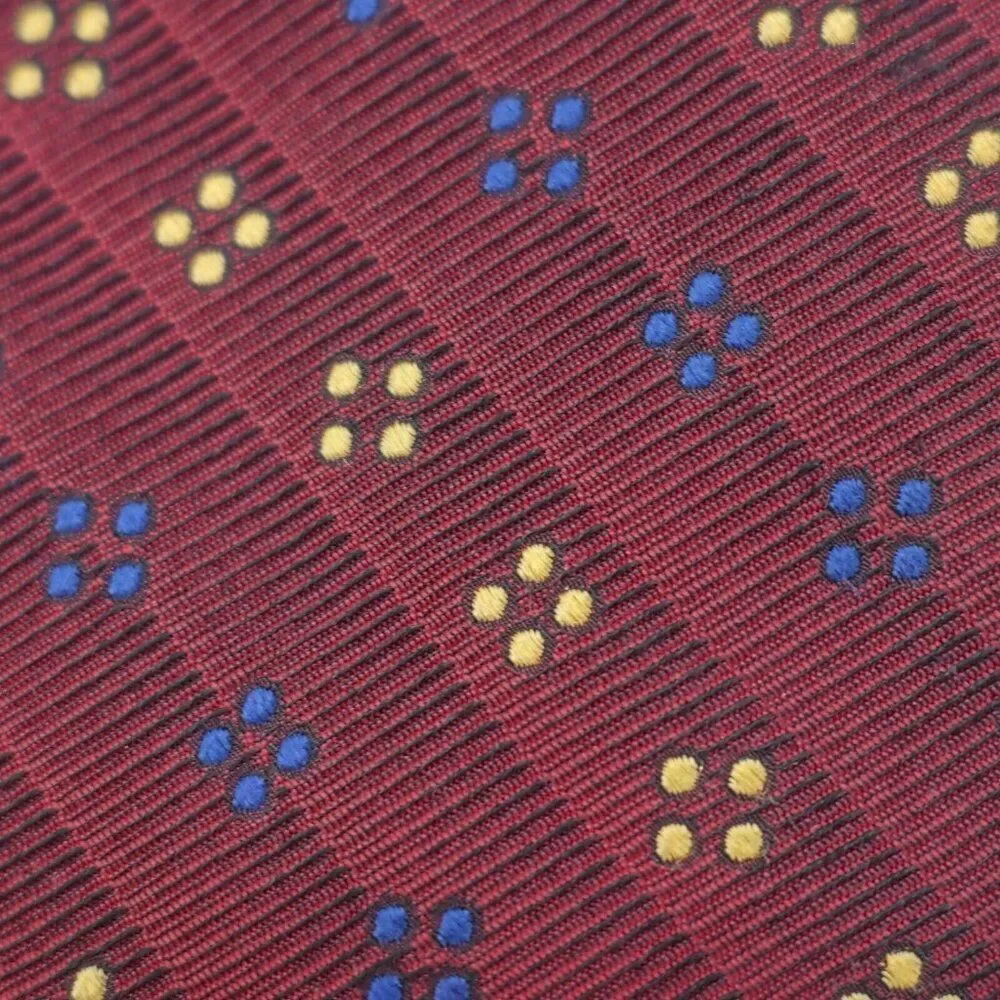 Stafford Executive Red Tan Blue Geometric Woven Wide Silk Tie‎